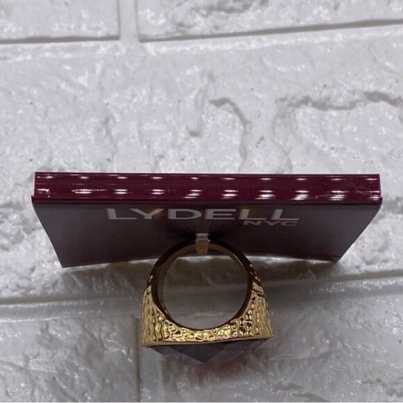 Lydell NYC Ruby Red Faceted Gold Tone Statement Ring Fashion Jewelry Women Sz 8 - Picture 3 of 6